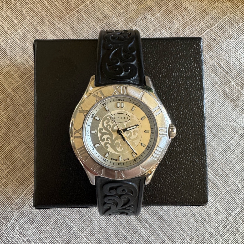 Lois Hill Swiss Made Silver And Black Womens Watch